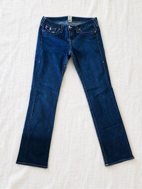Y2K True Religion Band Jeans Classic Dark Blue Women's Straight Jeans size 32